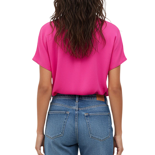 DROP SHOULDER BLOUSE HOT PINK