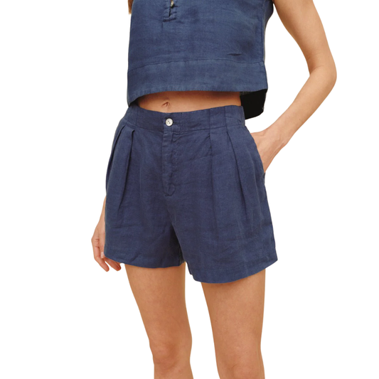 DOUBLE PLEAT SHORT MIDNIGHT SURF