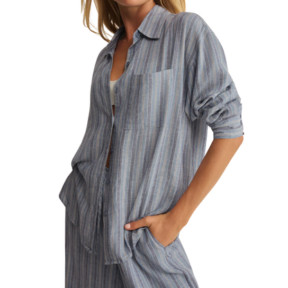 THE PERFECT STRIPED BUTTON UP INDIGO