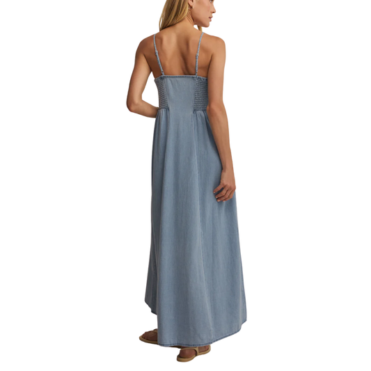 ANGEL EYES TWILL MIDI DRESS LAKE BLUE