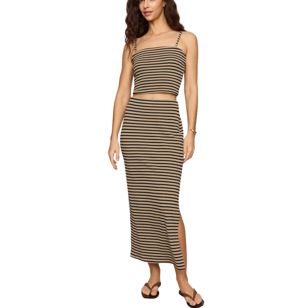 CAFFARI STRIPE TUBE TOP PUTTY