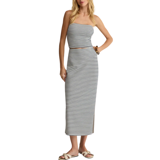 AINSLIE STRIPE MIDI SKIRT ECLIPSE