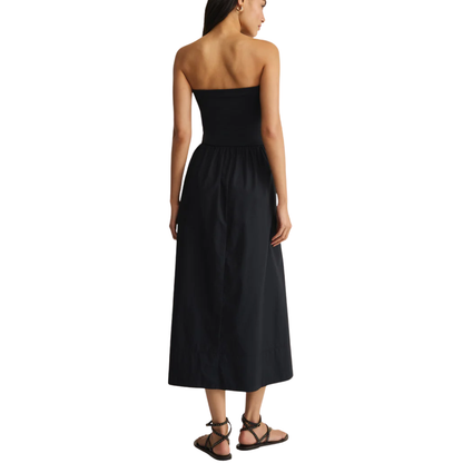 SUNSOUGHT STRAPLESS MIDI DRESS BLACK
