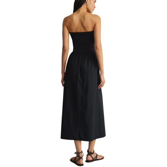 SUNSOUGHT STRAPLESS MIDI DRESS BLACK