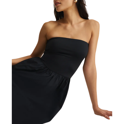 SUNSOUGHT STRAPLESS MIDI DRESS BLACK