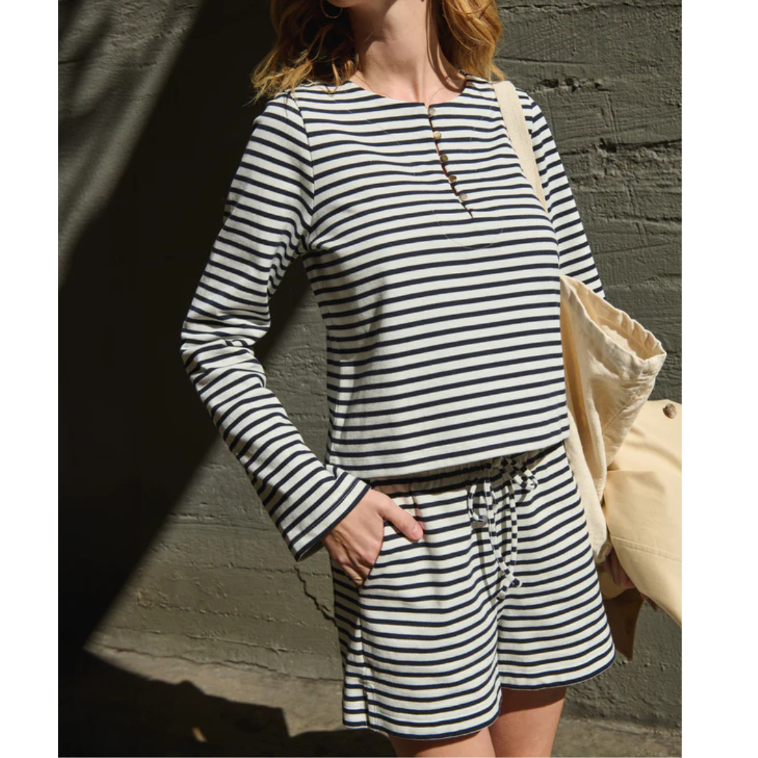 STACEY SHORT NAVY BRETON STRIPE