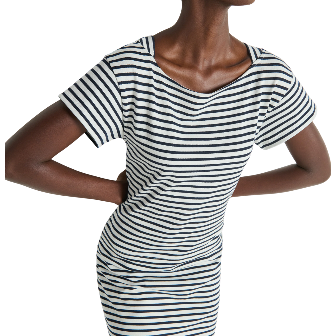 ROSIE MINI DRESS NAVY BRETON STRIPE