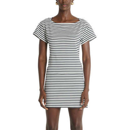 ROSIE MINI DRESS NAVY BRETON STRIPE