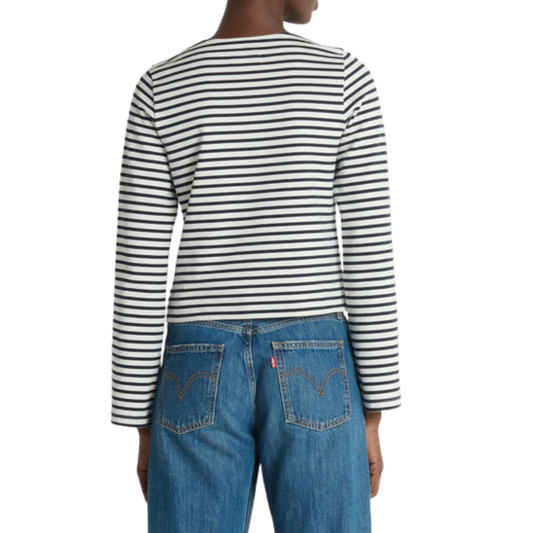 SILVIA LONG SLEEVE TOP NAVY BRETON STRIPE