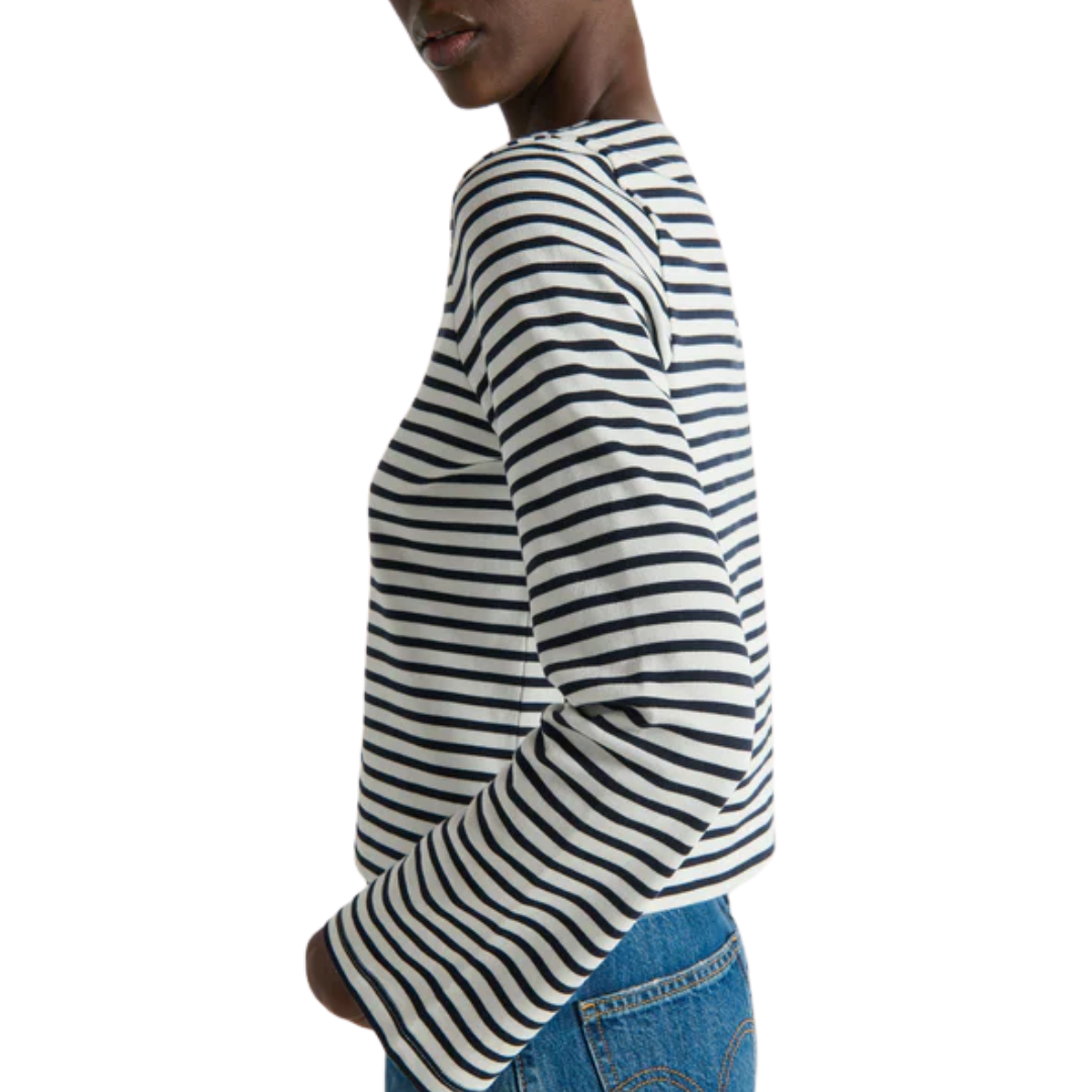 SILVIA LONG SLEEVE TOP NAVY BRETON STRIPE