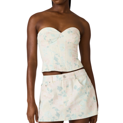 ROSELIA CORSET TOP PEACH FLORAL