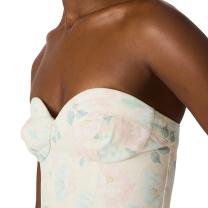 ROSELIA CORSET TOP PEACH FLORAL