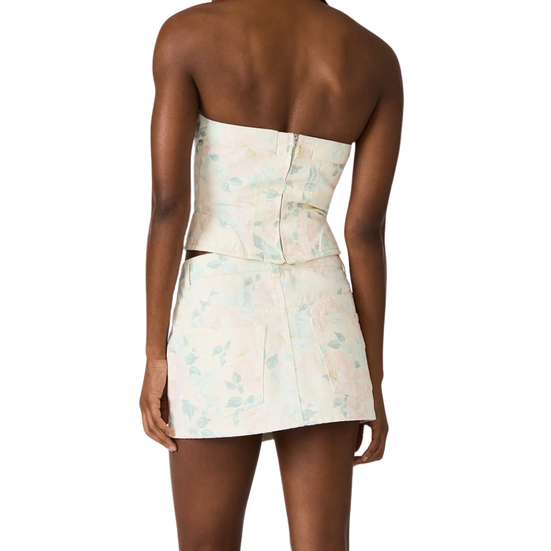 ROSELIA CORSET TOP PEACH FLORAL