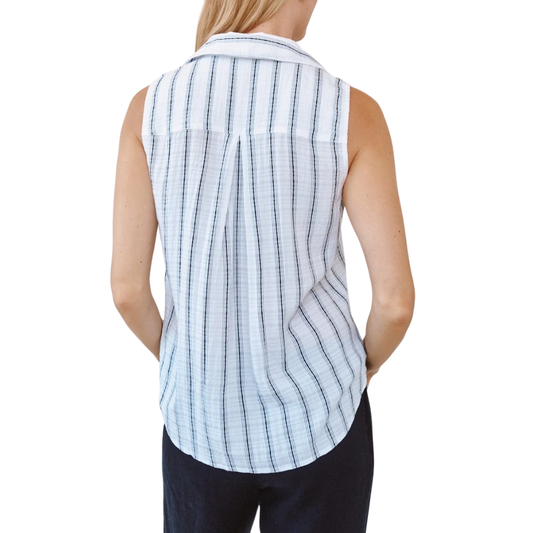 SLEEVELESS STRIPED PULLOVER BLACK/WHITE
