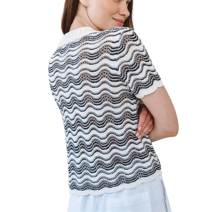 SHORT SLEEVE COLLAR SWEATER MOON