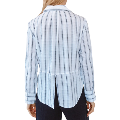 LONG SLEEVE SPLIT BUTTON DOWN STRIPE