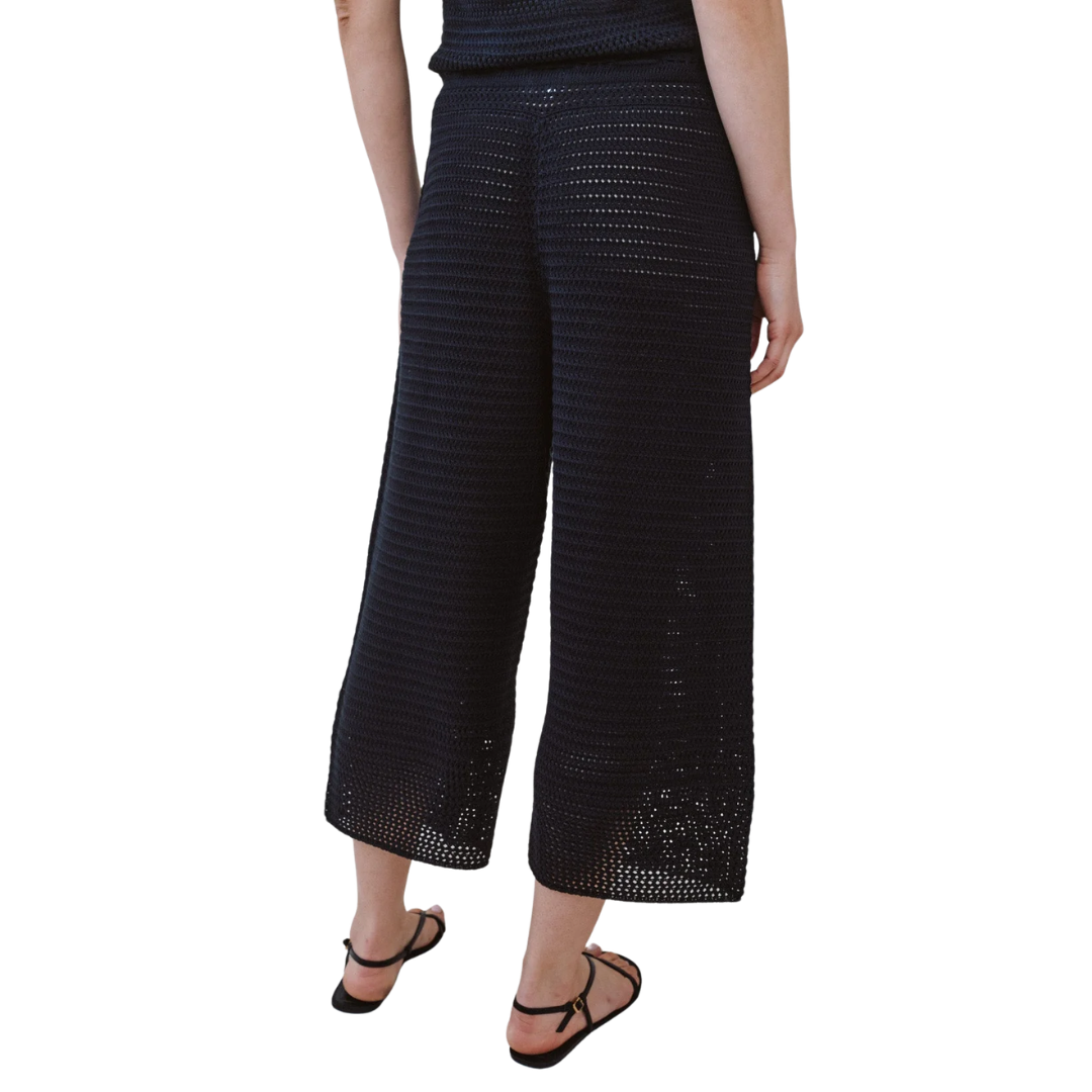 CROP WIDE LEG CROCHET PANT BLACK
