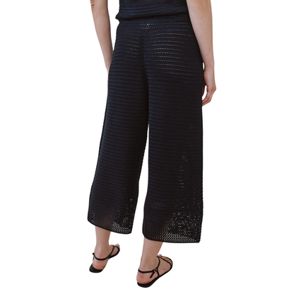 CROP WIDE LEG CROCHET PANT BLACK
