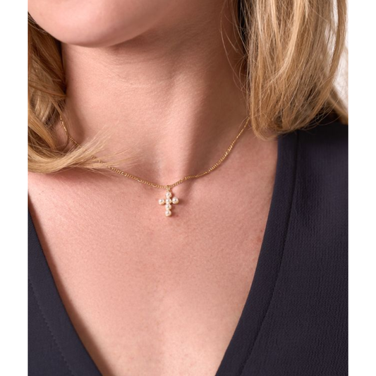 PEARL CROSS NECKLACE