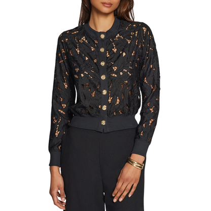 ERIN EMBROIDERED LACE CARDIGAN BLACK