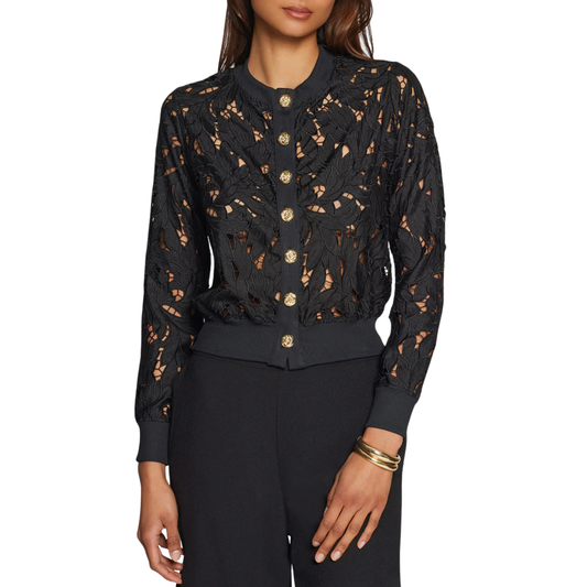 ERIN EMBROIDERED LACE CARDIGAN BLACK