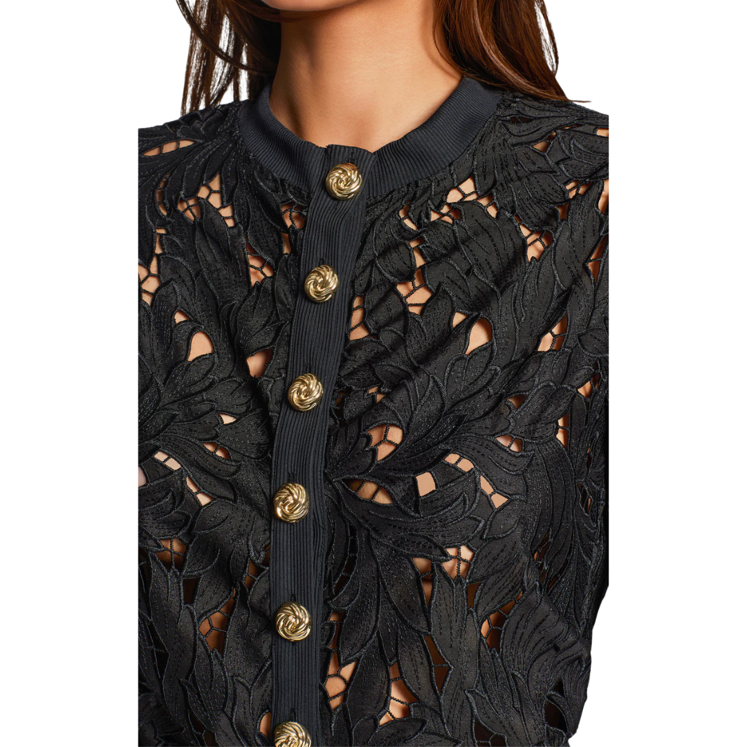 ERIN EMBROIDERED LACE CARDIGAN BLACK