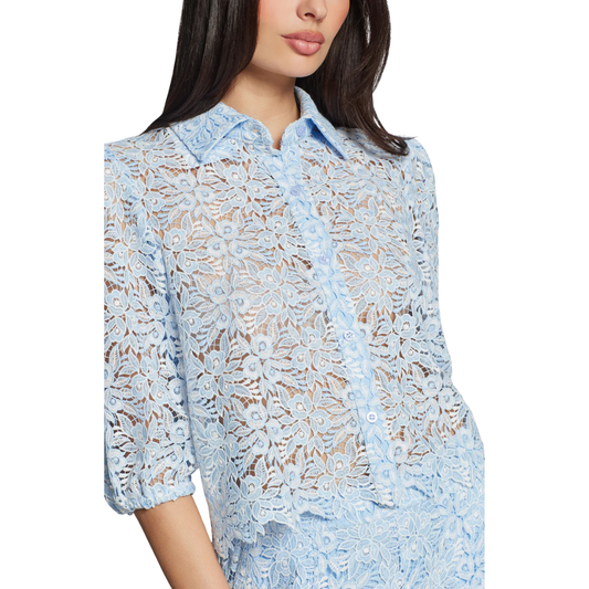 TAMMY TWO TONE LACE SHIRT LIGHT BLUE
