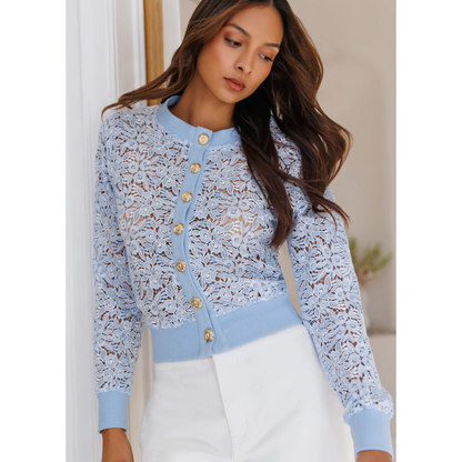 ERIN EMBROIDERED CARDIGAN LIGHT BLUE