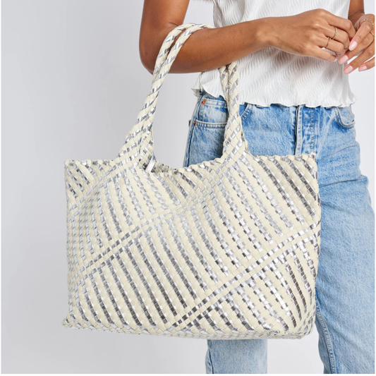 SOLANA WOVEN TOTE SILVER