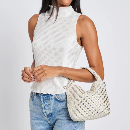 JESSAMINE WOVEN CROSSBODY SILVER