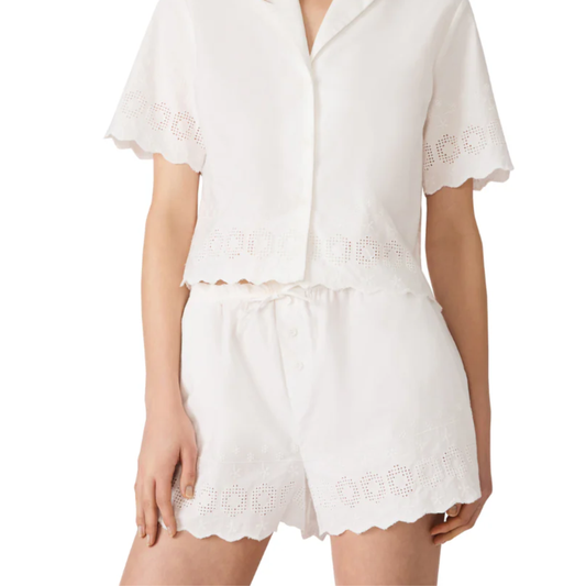 SANDRA EMBROIDERED SHORT WHITE