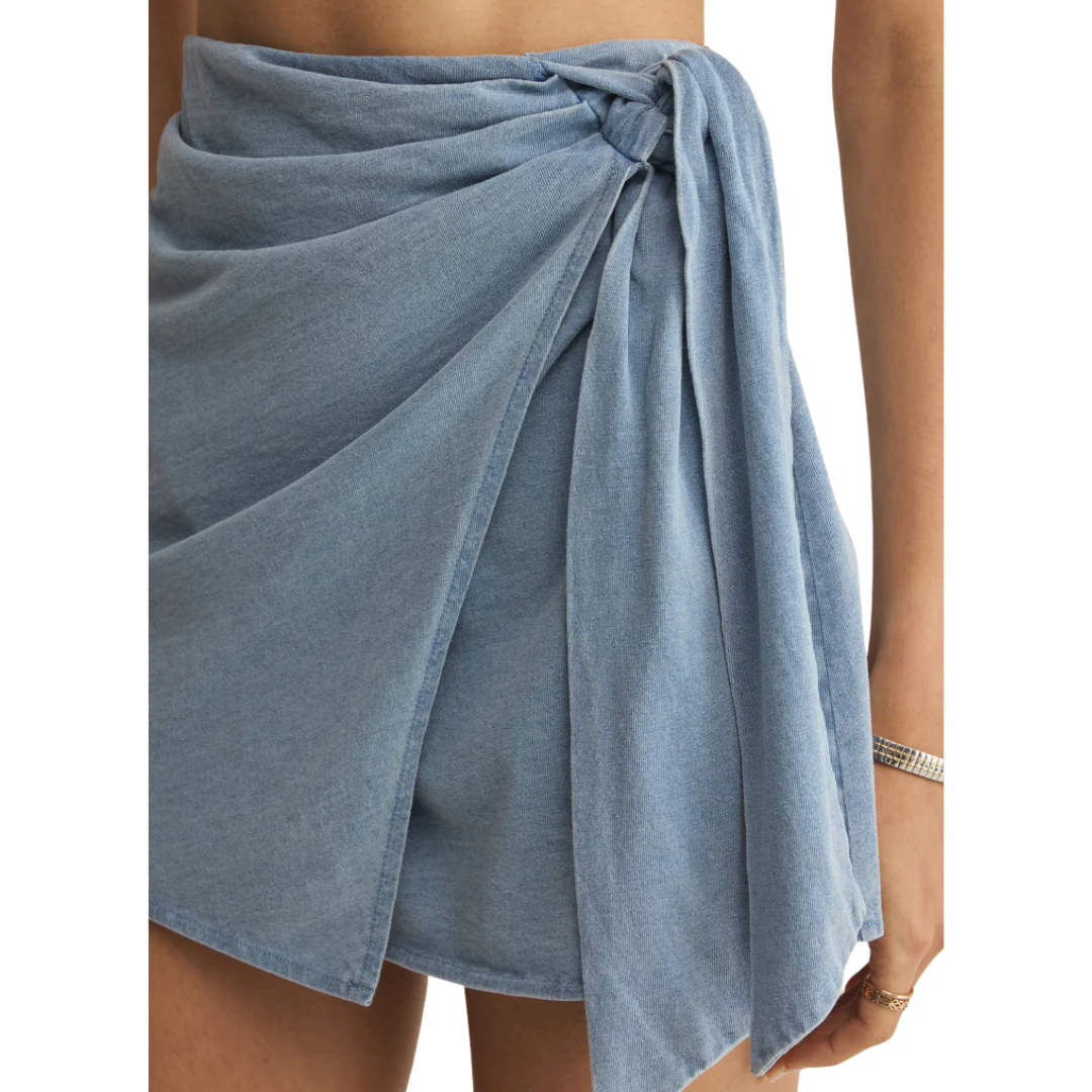 SORA JERSEY DENIM MINI SKIRT OCEAN AIR INDIGIO