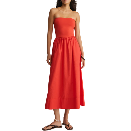 knee length dresses for ladies Denim Seamed Midi Dress in Medium Wash S main image 0