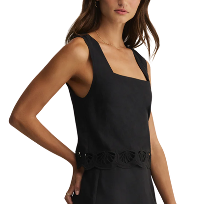 CHARLENE EMBROIDERY TANK TOP BLACK