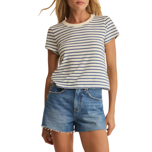 JUNIE STRIPED TEE TRUE NAVY