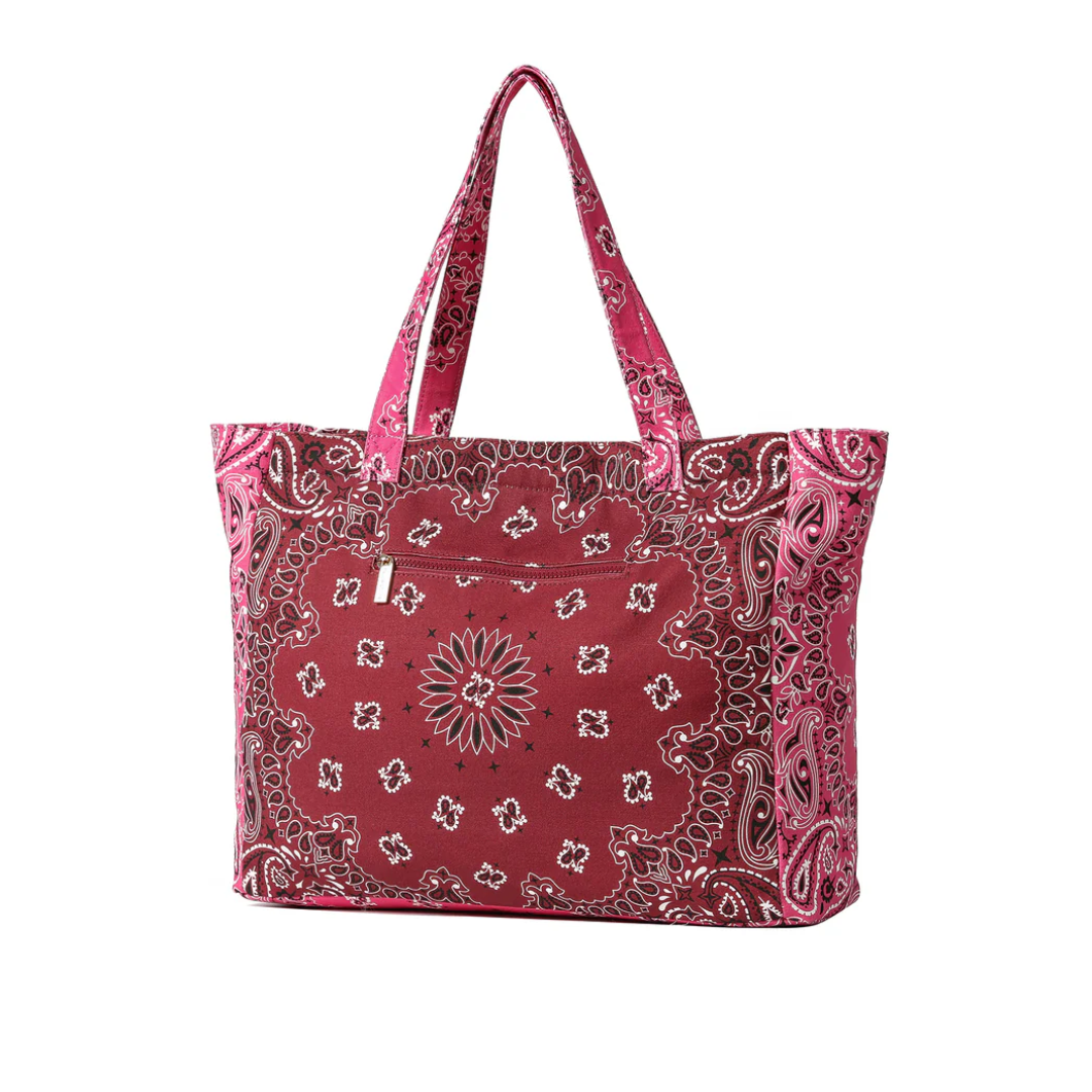 BAILEY BANDANA TOTE BURGUNDY/PINK