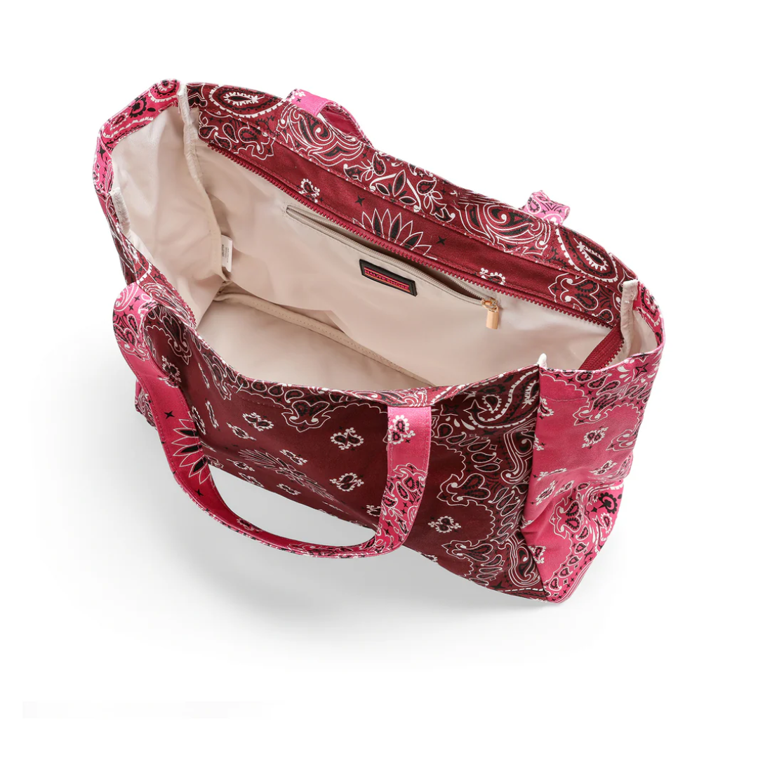 BAILEY BANDANA TOTE BURGUNDY/PINK