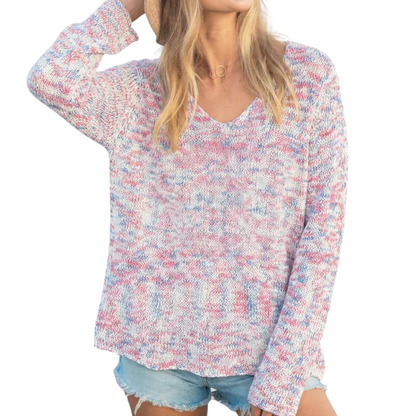MARTA VNECK COTTON SWEATER AMERICANA
