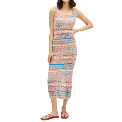 BIANCA DRESS BLUE/RED MULTI