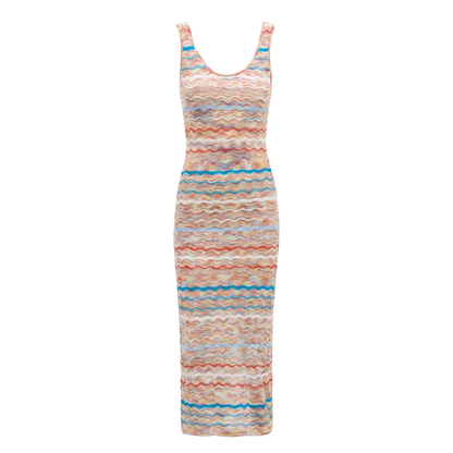 BIANCA DRESS BLUE/RED MULTI