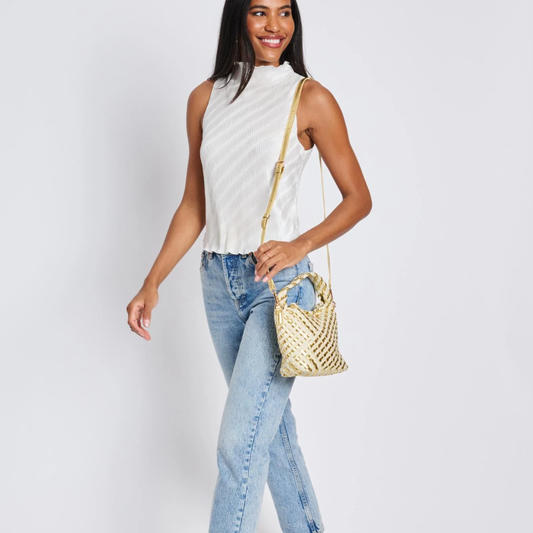 JESSAMINE WOVEN CROSSBODY GOLD