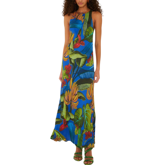 BLUE BANANA GRAPES SLEEVELESS MAXI DRESS