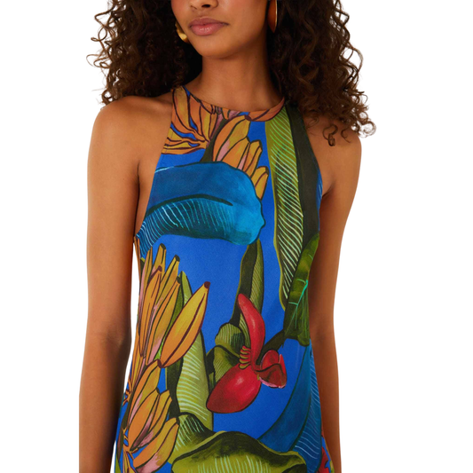 BLUE BANANA GRAPES SLEEVELESS MAXI DRESS