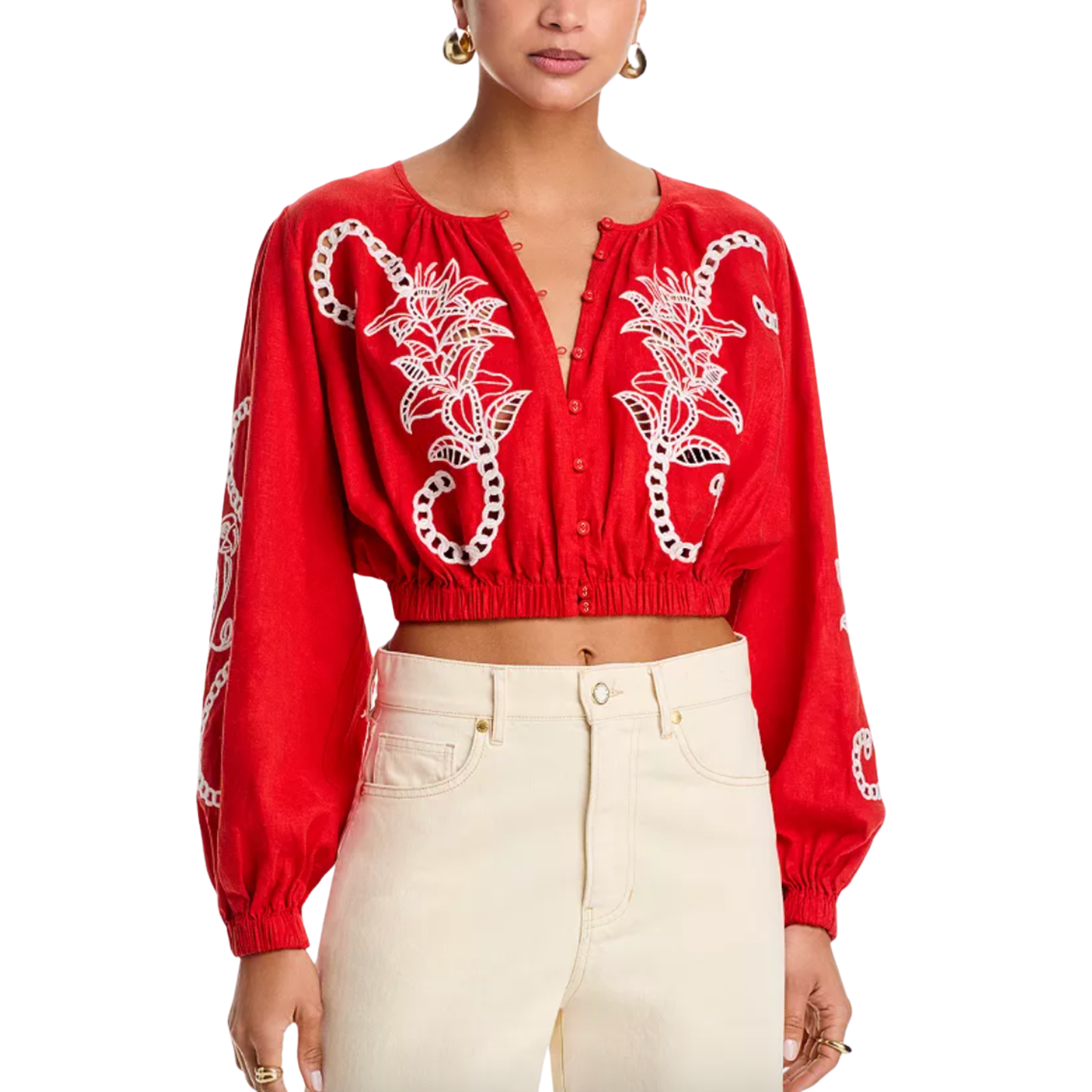 RICHELIEU LONG SLEEVE BLOUSE RED