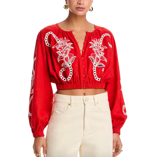 RICHELIEU LONG SLEEVE BLOUSE RED