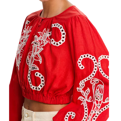 RICHELIEU LONG SLEEVE BLOUSE RED
