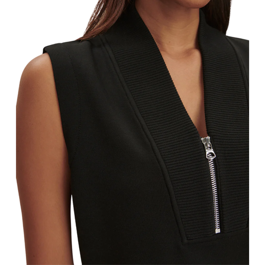 BEAU SLEEVELESS HALF ZIP TOP BLACK
