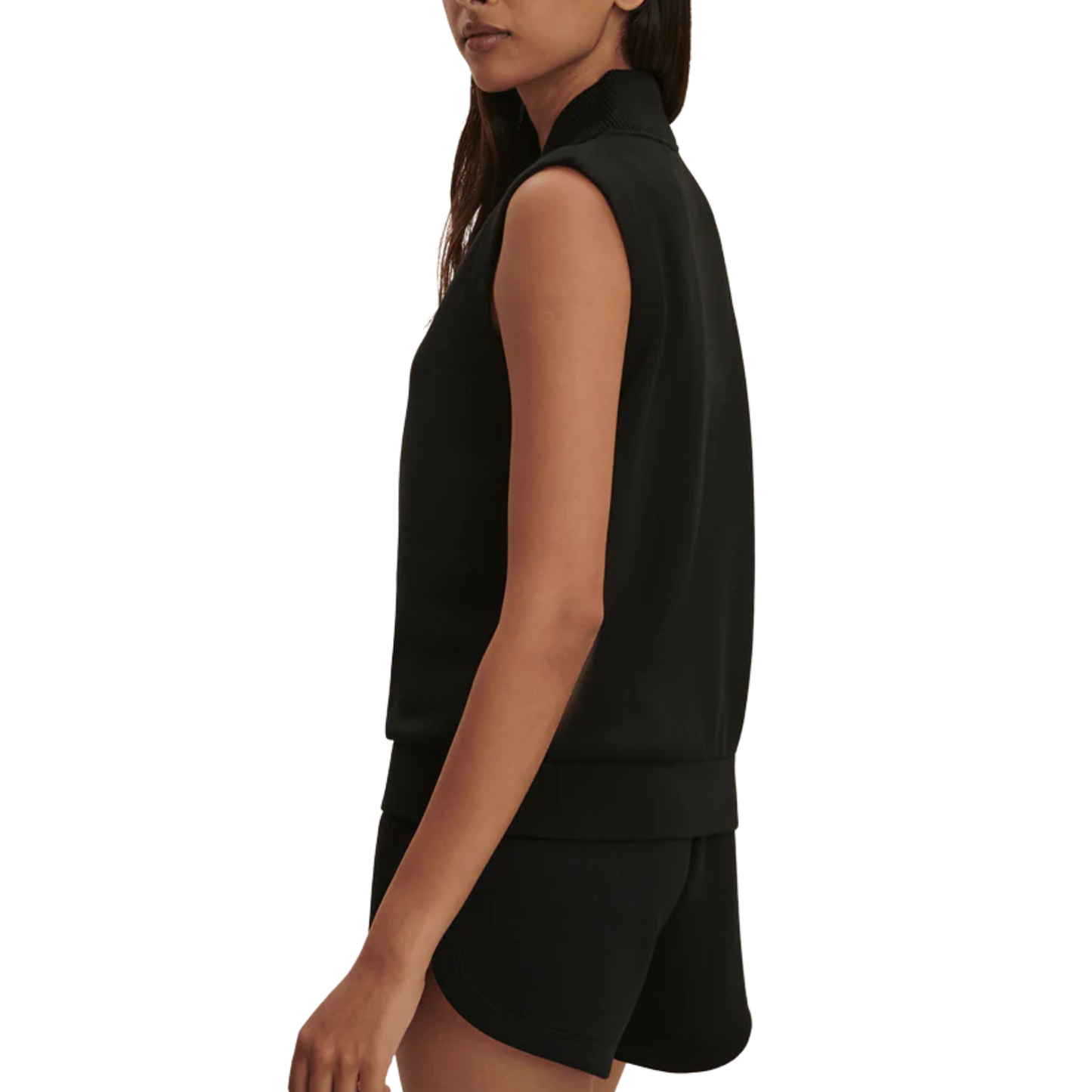 BEAU SLEEVELESS HALF ZIP TOP BLACK