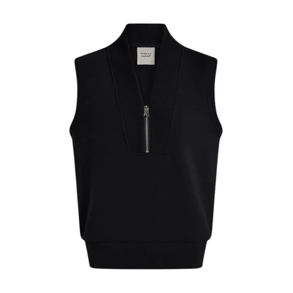 BEAU SLEEVELESS HALF ZIP TOP BLACK