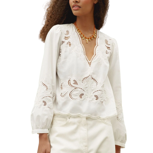 RICHELIEU LONG SLEEVE BLOUSE OFF WHITE
